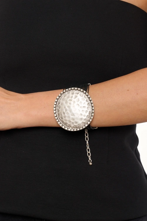 Kiraz Leather Silver Plated Bracelet