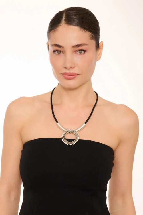 Kiraz Leather Silver Plated Necklace