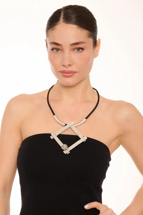 Kiraz Leather Silver Plated Necklace