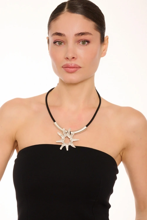 Kiraz Leather Silver Plated Necklace