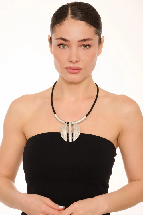 Kiraz Leather Silver Plated Necklace