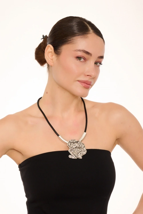 Kiraz Leather Silver Plated Necklace