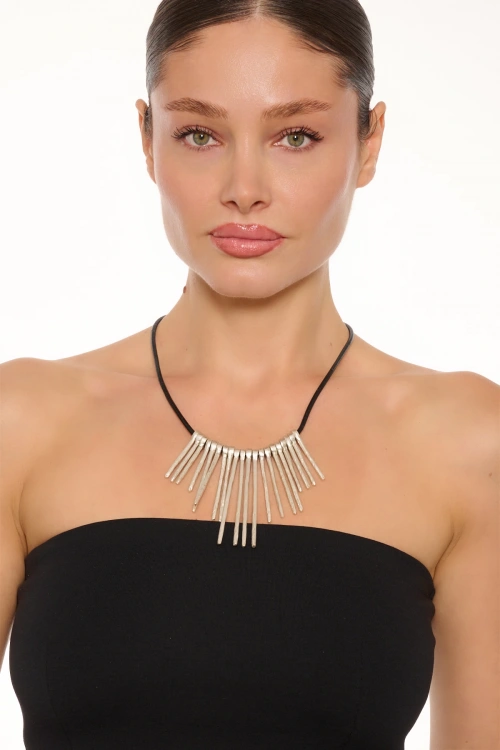 Kiraz Leather Silver Plated Necklace