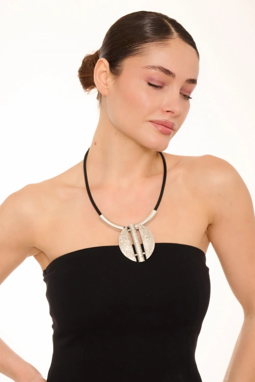 Kiraz Leather Silver Plated Necklace