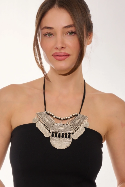 Kiraz Leather Silver Plated Necklace