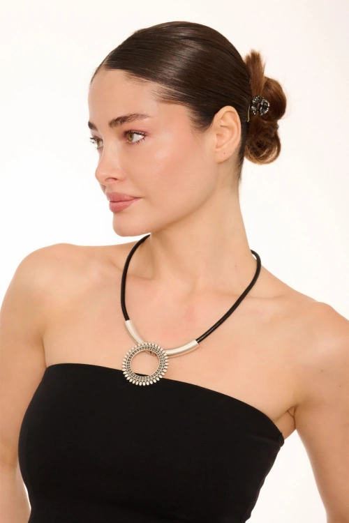 Kiraz Leather Silver Plated Necklace
