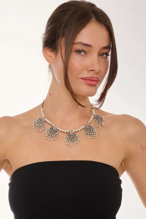 Kiraz Leather Silver Plated Necklace