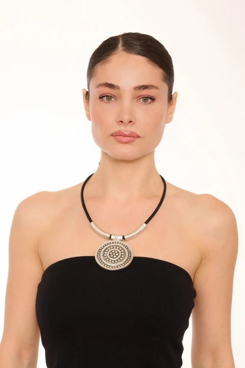 Kiraz Leather Silver Plated Necklace