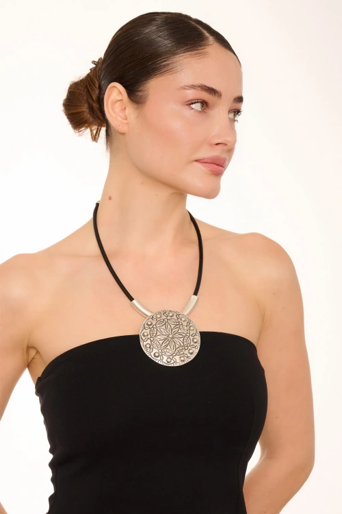 Kiraz Leather Silver Plated Necklace