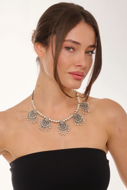 Kiraz Leather Silver Plated Necklace