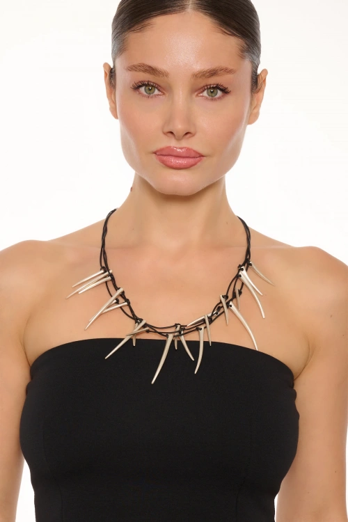 Kiraz Leather Silver Plated Necklace