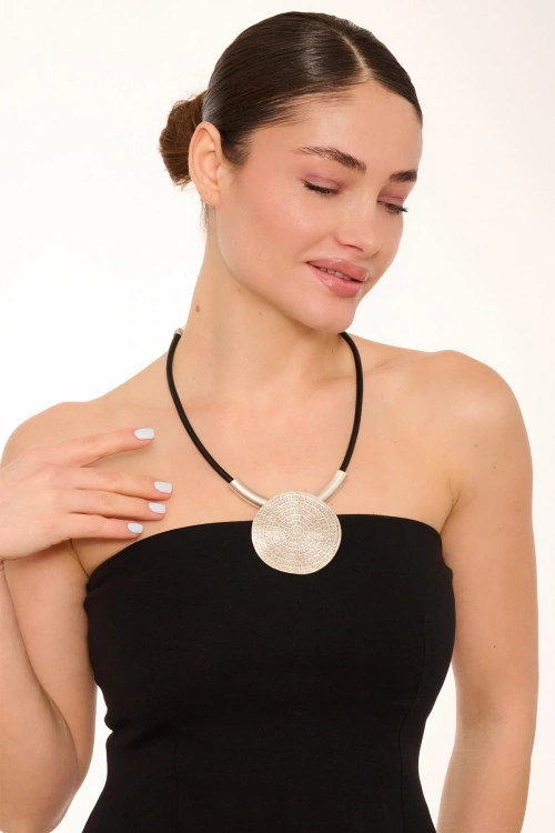 Kiraz Leather Silver Plated Necklace
