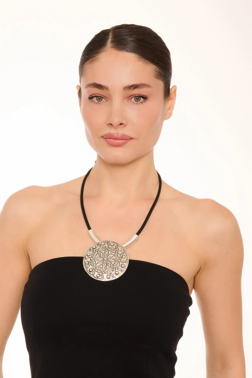 Kiraz Leather Silver Plated Necklace