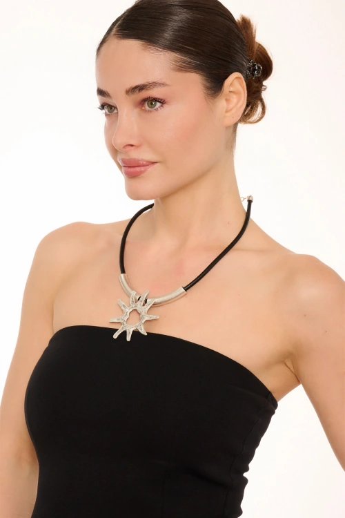 Kiraz Leather Silver Plated Necklace