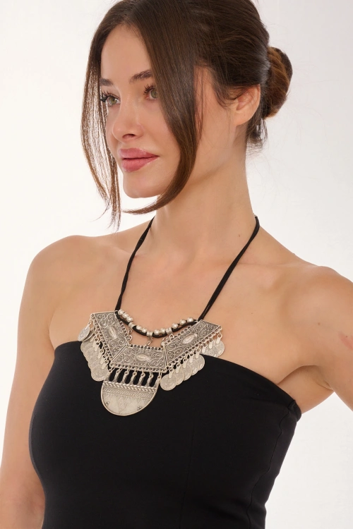 Kiraz Leather Silver Plated Necklace