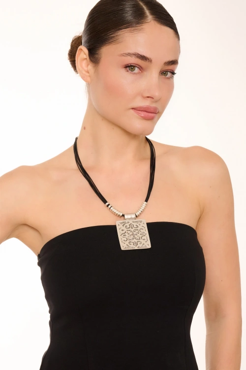 Kiraz Leather Silver Plated Necklace