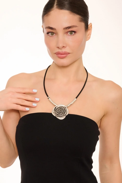 Kiraz Leather Silver Plated Necklace