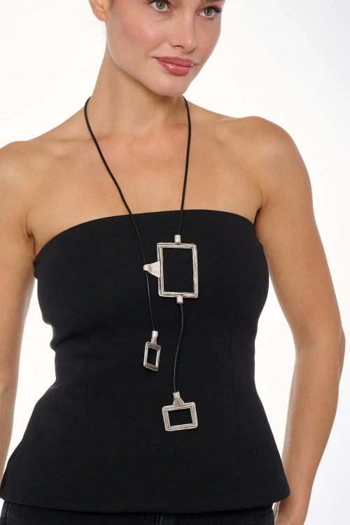 Kiraz Leather Silver Plated Necklace