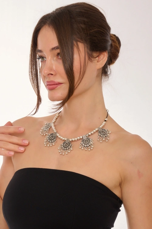 Kiraz Leather Silver Plated Necklace