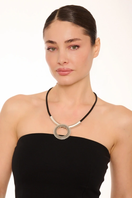 Kiraz Leather Silver Plated Necklace