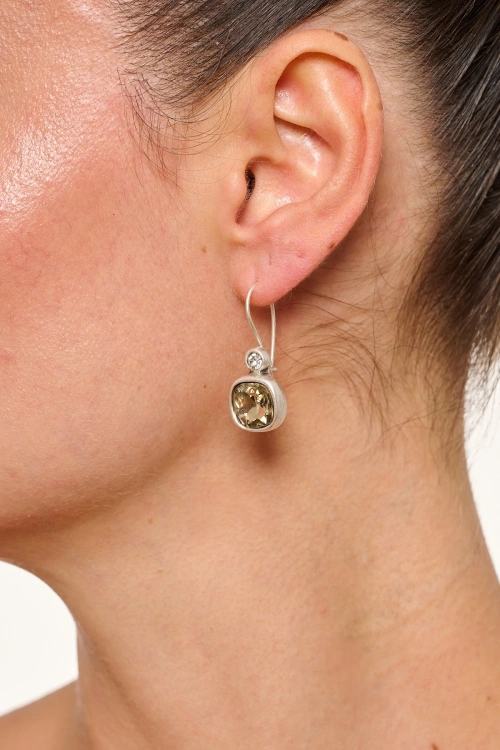 Kiraz Light Yellow Crystal Silver Plated Earring