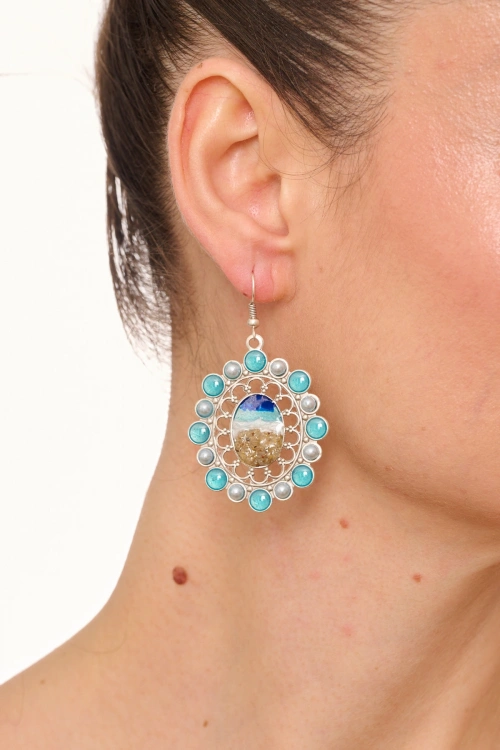 Kiraz Multicolored Enameled Silver Plated Earring