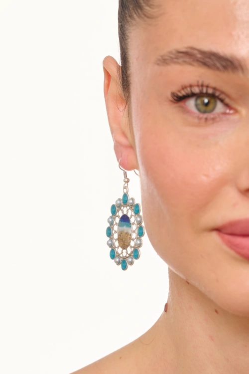 Kiraz Multicolored Enameled Silver Plated Earring