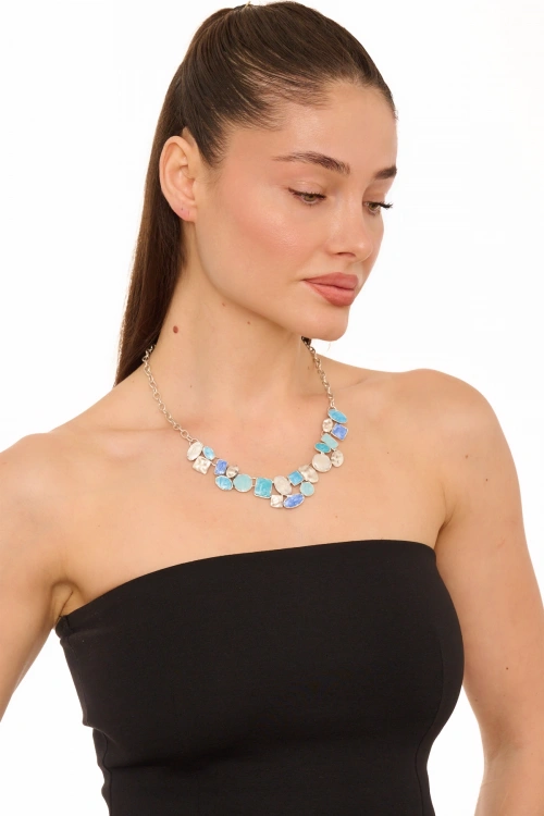 Kiraz Multicolored Enameled Silver Plated Necklace