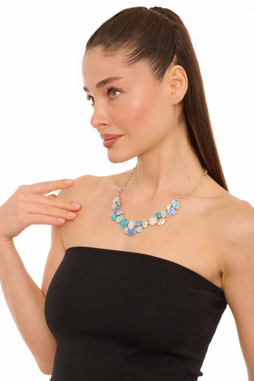 Kiraz Multicolored Enameled Silver Plated Necklace