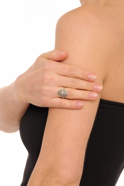 Kiraz Pink Crystal Stoned Silver Plated Ring