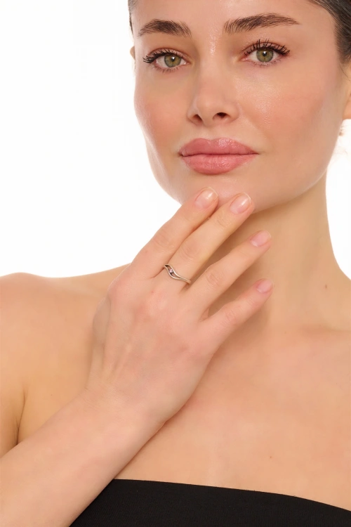 Kiraz Pink Crystal Stoned Silver Plated Ring