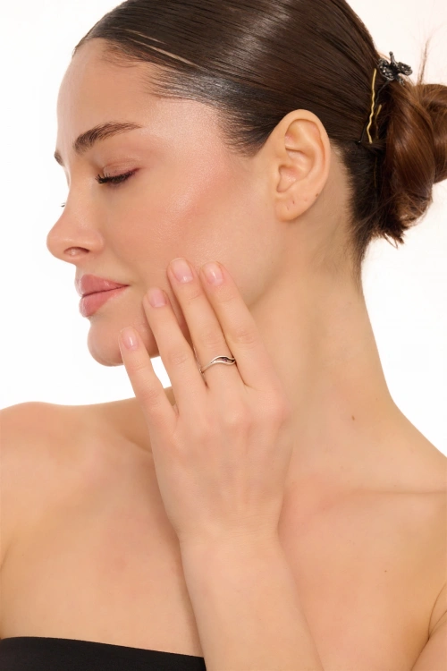 Kiraz Purple Crystal Stoned Silver Plated Ring