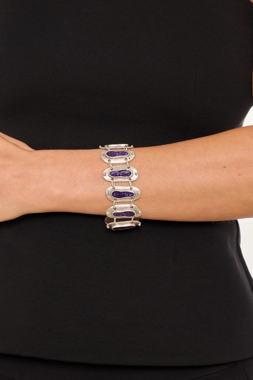Kiraz Purple Enameled Silver Plated Bracelet