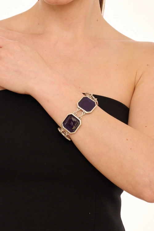 Kiraz Purple Enameled Silver Plated Bracelet