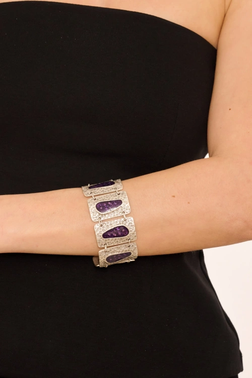 Kiraz Purple Enameled Silver Plated Bracelet