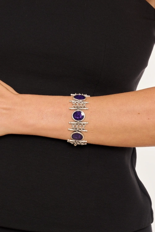 Kiraz Purple Enameled Silver Plated Bracelet