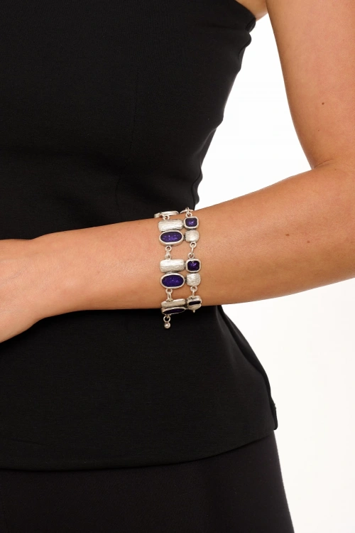 Kiraz Purple Enameled Silver Plated Bracelet