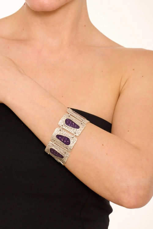 Kiraz Purple Enameled Silver Plated Bracelet
