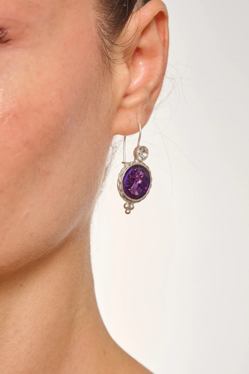 Kiraz Purple Enameled Silver Plated Ring