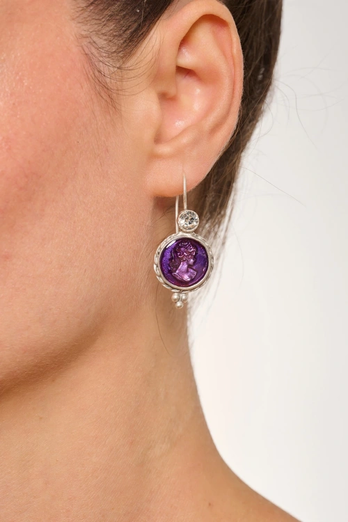 Kiraz Purple Enameled Silver Plated Ring