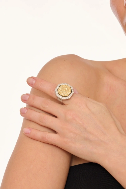 Kiraz Silver And Gold Plated Ring