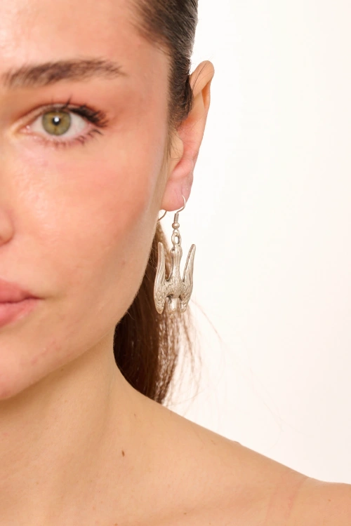 Kiraz Silver Plated Bird Earring