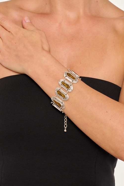 Kiraz Yellow Enameld Silver Plated Bracelet