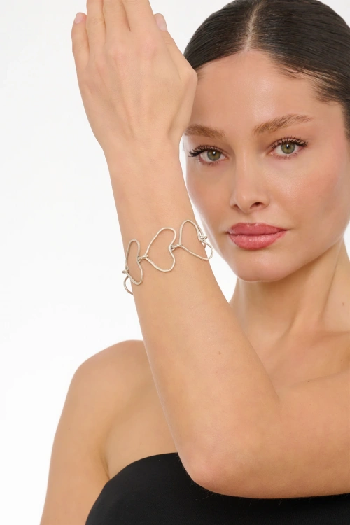 Kiraz Silver Plated Heart Bracelet