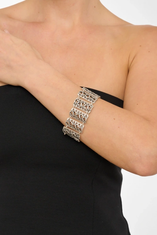 Kiraz Silver Plated Heart Bracelet