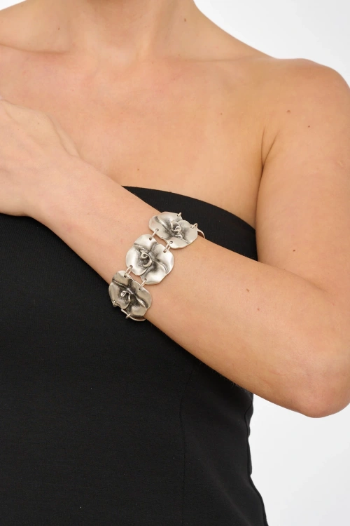 Kiraz Silver Plated Rose Bracelet