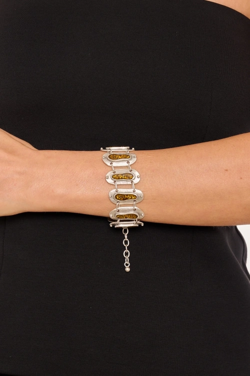 Kiraz Yellow Enameld Silver Plated Bracelet