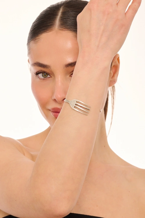 Kiraz Silver Plated Fork Bracelet