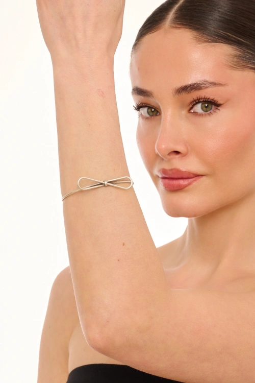 Kiraz Silver Plated Ribbon Bracelet