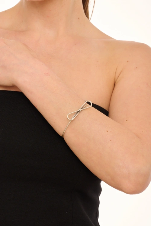 Kiraz Silver Plated Ribbon Bracelet